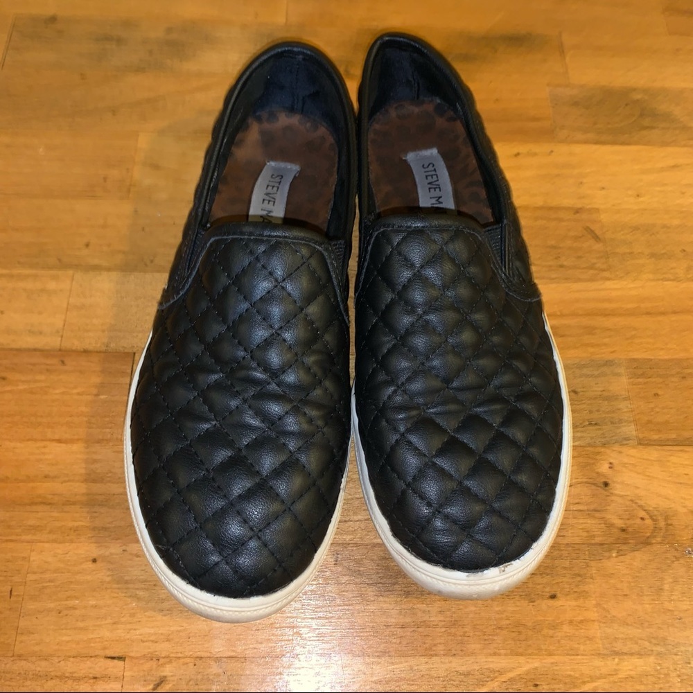 Steve Madden Black Leather Slip-Ons Size 4